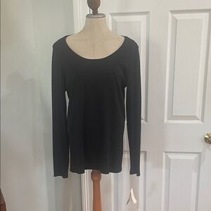 Brand new Eileen Fisher Black organic cotton baby rib jersey Women's Top size XL